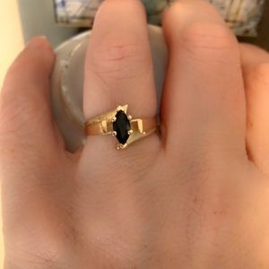 10k Yellow Gold Lab Created Sapphire Ring
